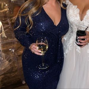 Navy blue sequin formal dress